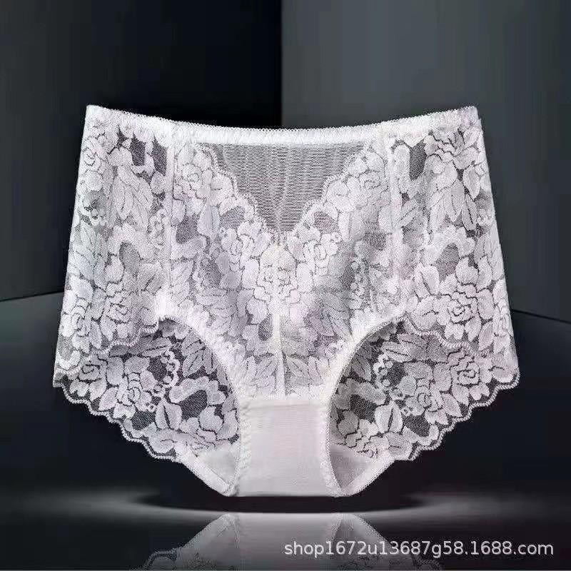 Silent High-waist Tummy-reducing and Buttock-raising Lace Underwear, Comfortable and Breathable, Large-size Women's Underwear.