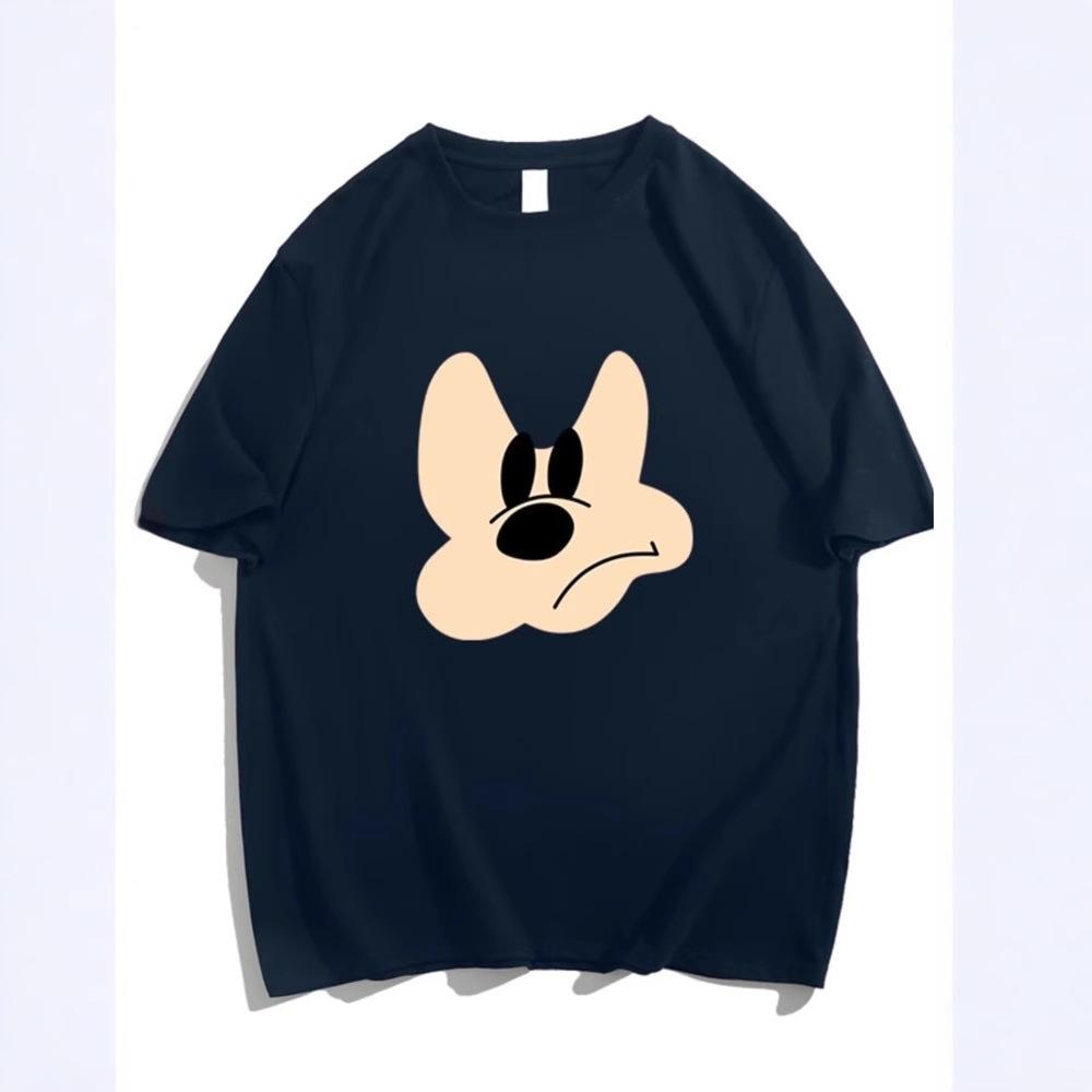 Women Pure Cotton Heavyweight Short Sleeve T-Shirt Cartoon Print Loose Lazy Tops Vintage American Casual Oversized Tees Summer Blouses