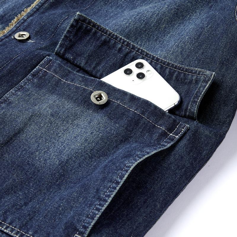 Denim Jacket Men's New Winter Velvet Thickening Loose Large Size Men's Tops Lamb Velvet Cotton Jacket