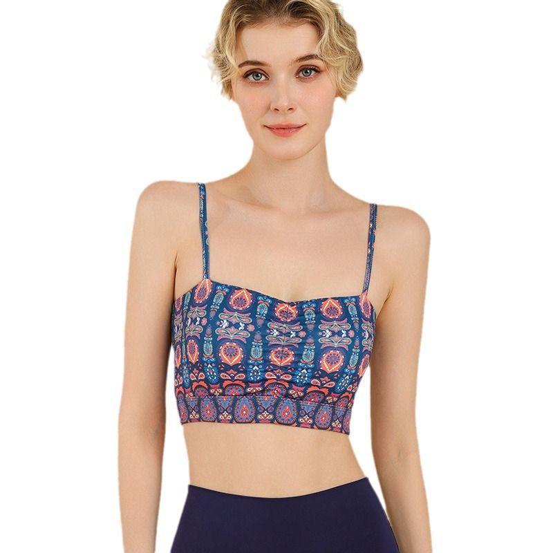 Export Bohemia Wind Strap Sports Bra Women with Chest Pad Running Health Room Yoga Intimates Push up Tops
