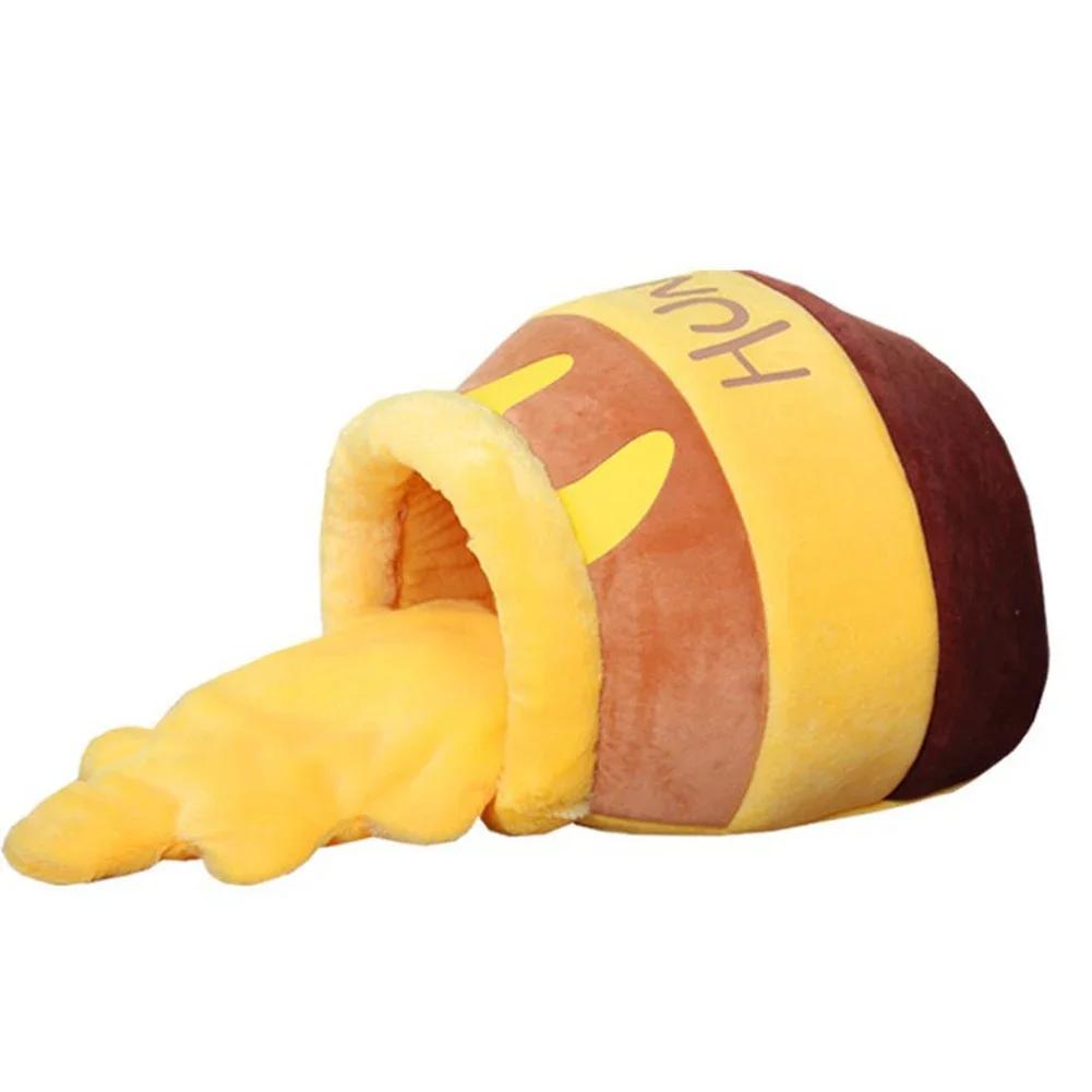 

Кошачья кровать, домик, съемный плюшевый коврик, кошки, щенки, четыре сезона, подушка, корзина, форма банки с медом, машинная стирка, аксессуары для домашних животных