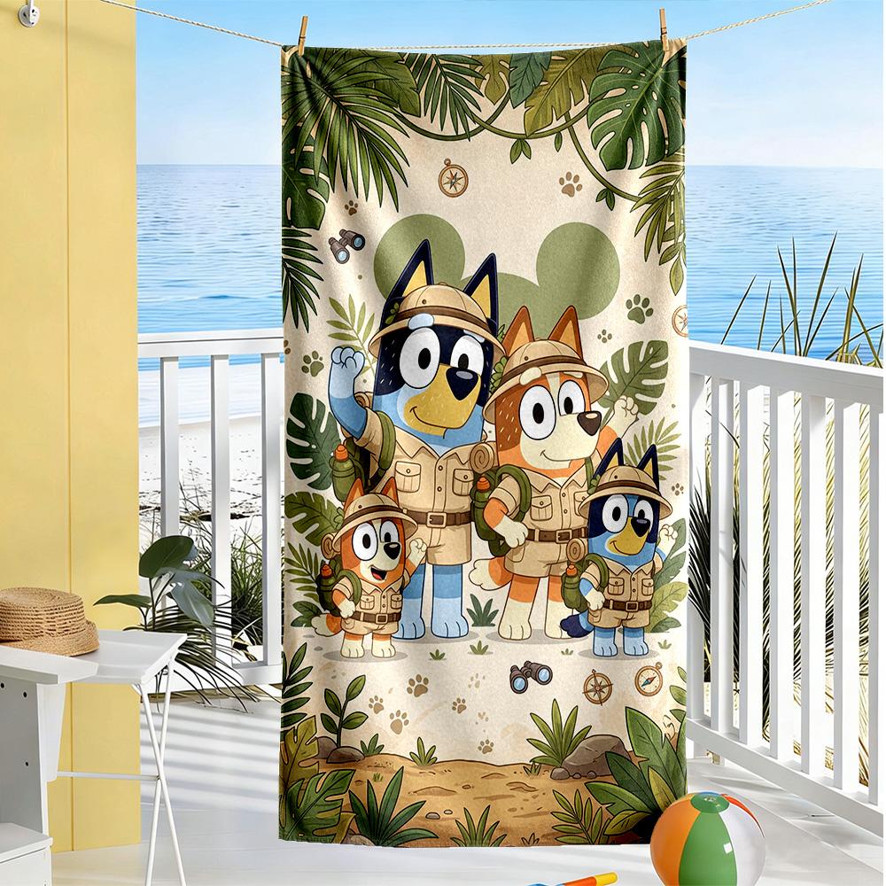 Bluey Beach Towel Quick-Dry Soft Microfiber Comfortable Lightweight