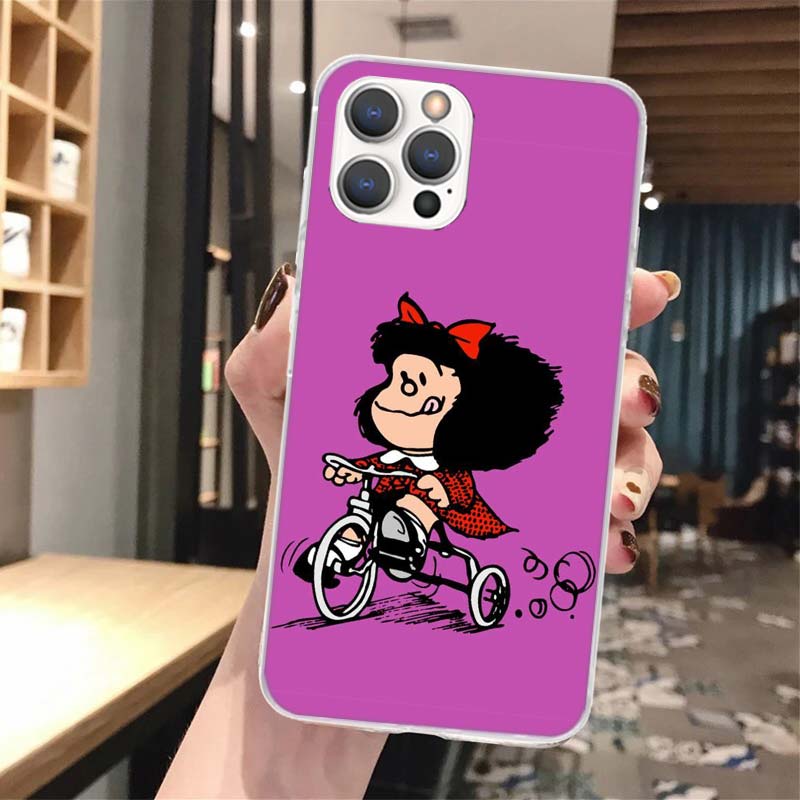 

Cartoon Cute Mafalda Soft Phone Case For iPhone 16 15 14 13 12 11 Pro Max X XR XS 7 Plus 8 + SE 16Max Pattern Customized Cover iPhone 11