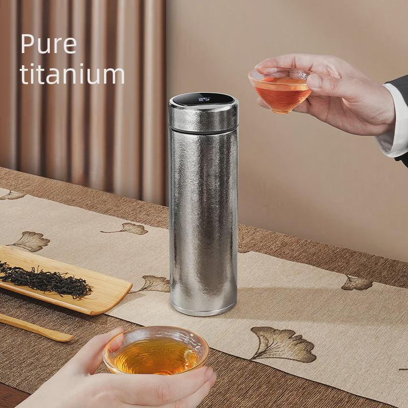 High-End Pure Titanium Thermos Cup - Large Capacity Tea & Water Separator for Business Gifts