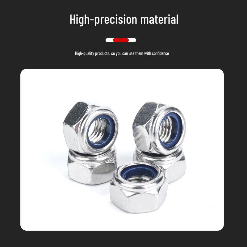 304 Stainless Steel Hex Nylon Self-Locking Nut - Sizes M2 to M10