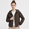 Shop Damen S lockere Passform Übergangs-Windjacke Kapuze Reißverschluss Kastenform Braun Siu Wjp260042