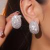 Xiaohongshu Elegant Oval Rhinestone Stud Earrings for Women - Versatile Bridal Jewelry
