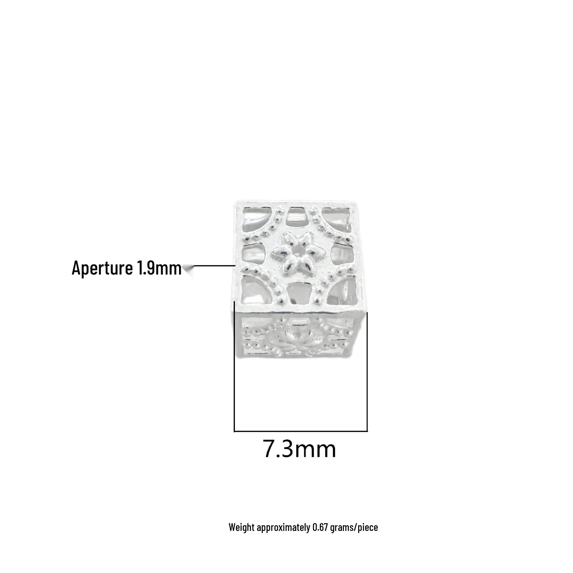 S999 Sterling Silver Hollow Square Bead Spacer Charm for DIY Necklace & Bracelet