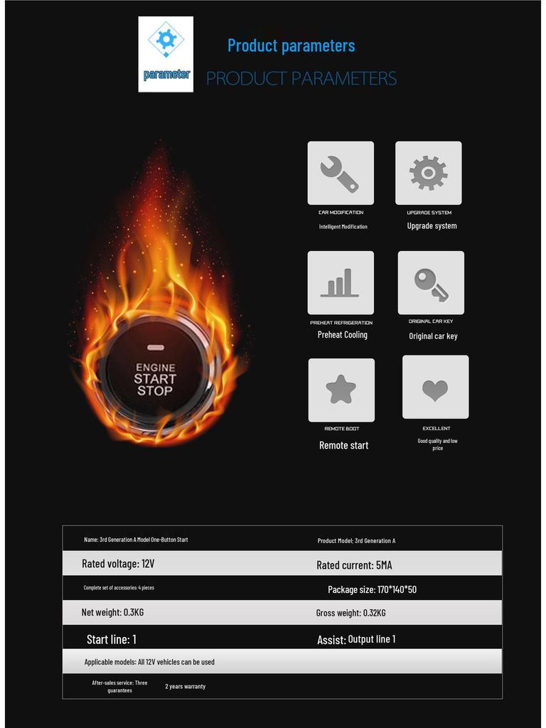 Universal Car One-Button Start Ignition Preheating System - 901C Export Model