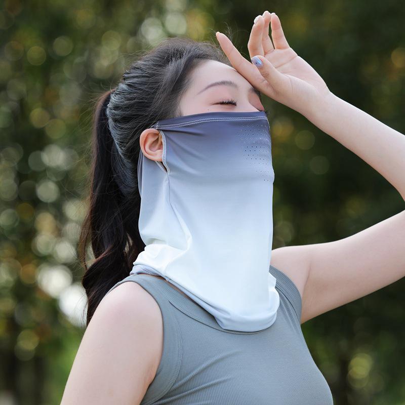 

Gradient Colors Breathable Soft Ice Silk Uv Sun Protection Face Mask Summer Outdoor Cycling Hiking Unisex Face Scarf C