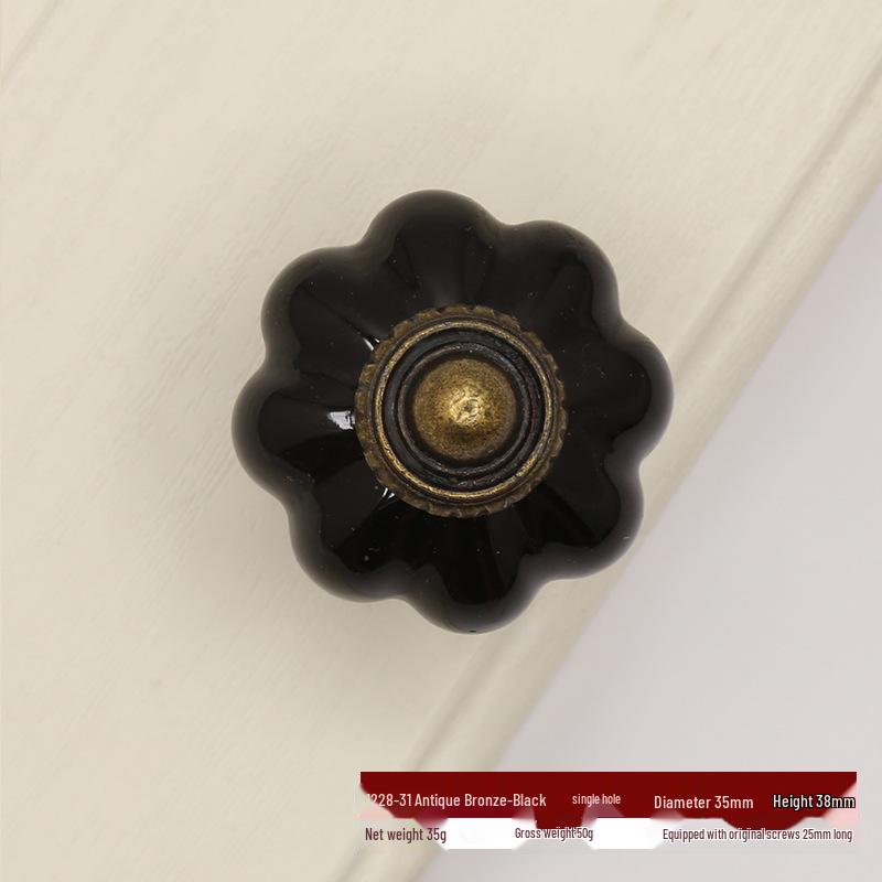 Hand-Painted Ceramic Floral Pumpkin Drawer & Cabinet Handle