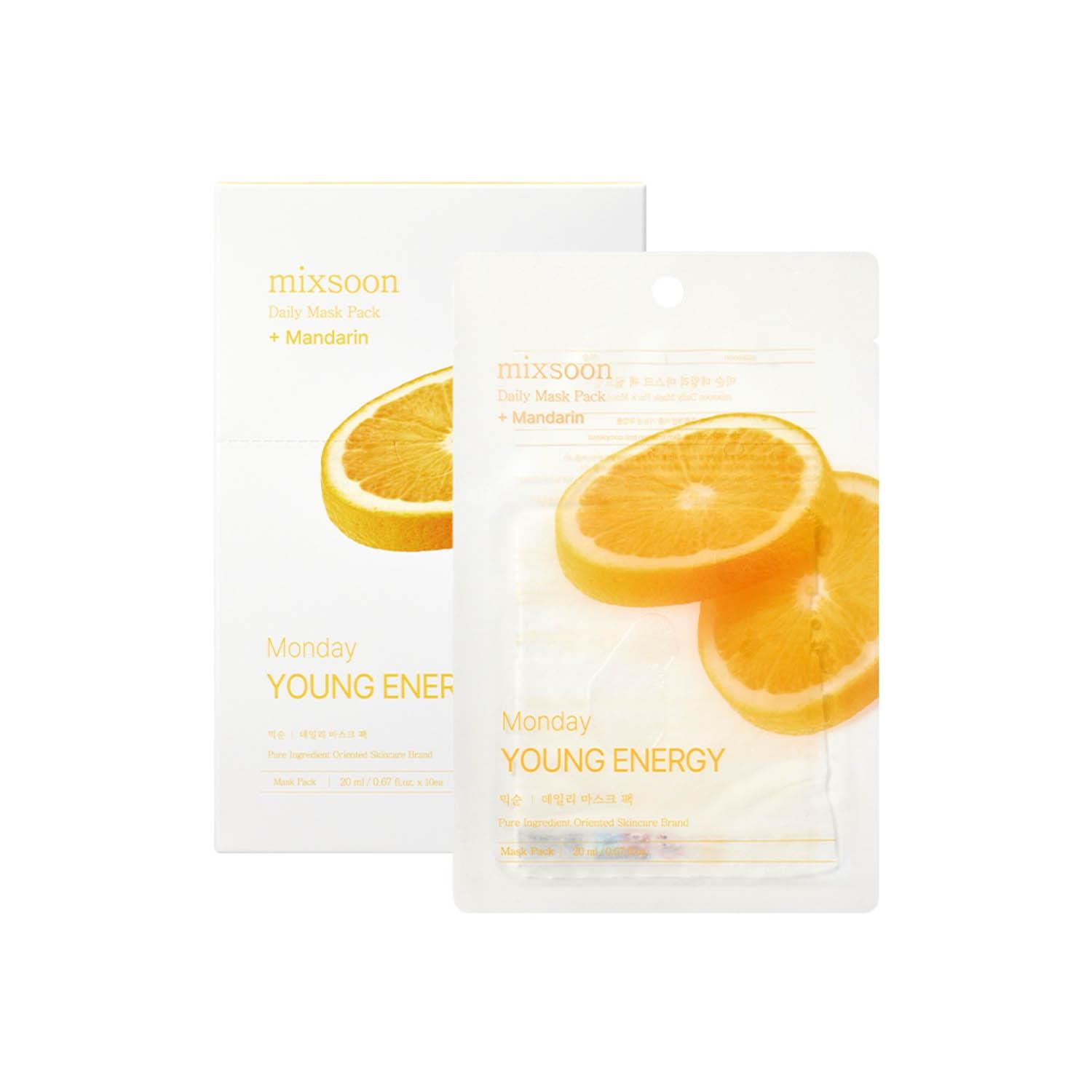 MIXSOON Dagelijkse Masker Pakket – Maandag tot Zondag | 20ml × 10 Vellen | Koreaanse Dagelijkse Sheet Mask Monday 20ml × 10 Sheets