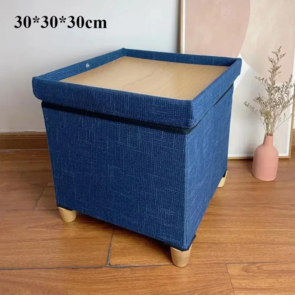 Baumwoll-Leinen Aufbewahrungs-Hocker Multifunktionale Aufbewahrungsbox Multifunktionale Aufbewahrungsbox Quadratischer Sofa-Hocker Haushalts-Aufbewahrungs-Hocker