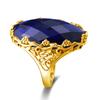 Szjinao Lujo 17*24mm Anillo Grande de Zafiro Dorado Para Mujeres Hermosa Flor Grabada Joyería Hecha a Mano Con Piedra Regalo de Tendencia Venta