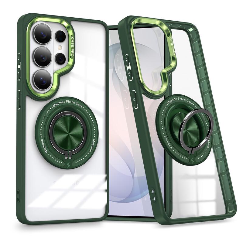 CAXITON Magnetic Ring Stand Transparent Case for Samsung S25 Plus