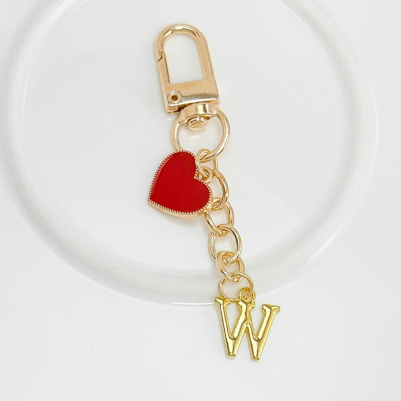 Metal Heart Letter Keychain Fashion A-Z Initial Keyring Charms Car Key Holders Bag Pendant Accessories Valentine'S Day Gift
