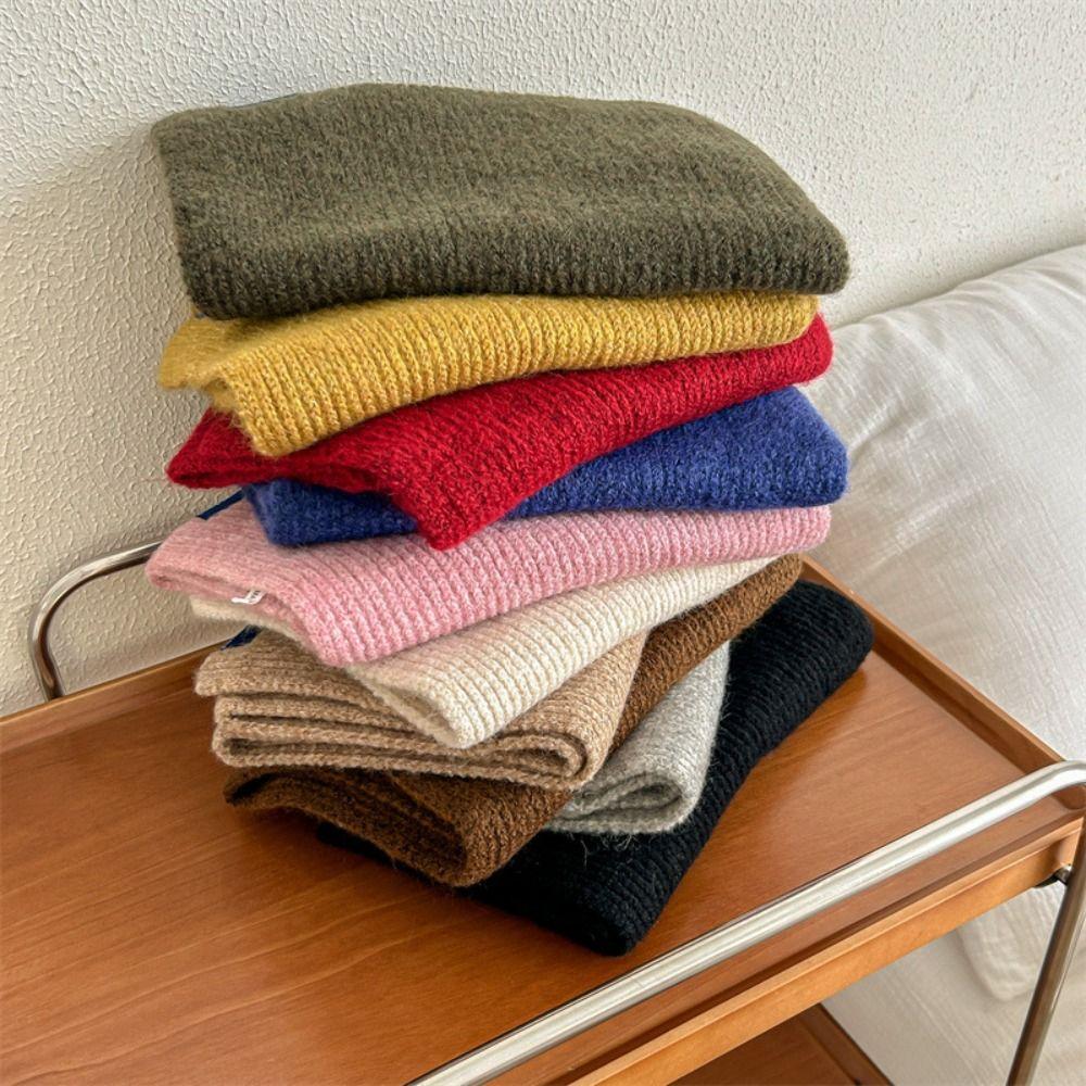 Solid Color Y2K Knitted Scarf Thicken Cross Woolen Scarf Fashion Winter Warm Scarf  Unisex