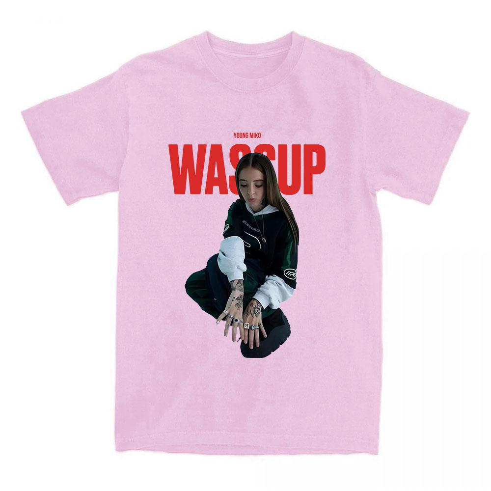 Young Miko WASSUP Single 2026 T-shirt Short Sleeve Women O-neck Tshirts Singer Graphic Printing T Shirt Unisex Streetwear Female