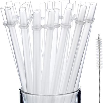 10Pcs Colorful And Reusable White Glitter Plastic Straw 9 Inches Long Hard Drinking Straws For Tumbler Mug Cup Bottle