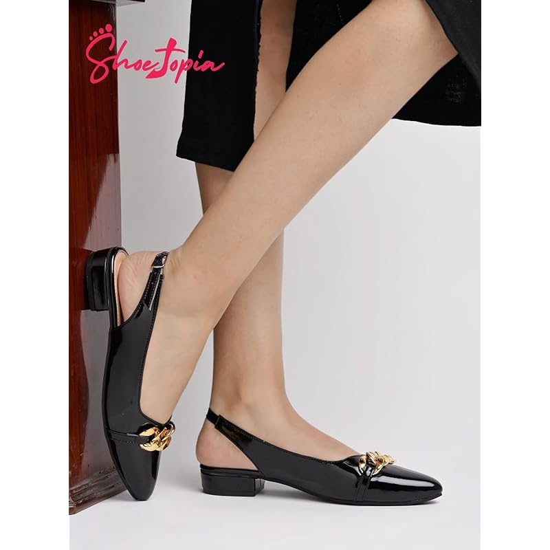 Shoetopia Pointed Toe Flat Black Belly For Girls-Eu41 8 UK бронзовый
