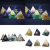 Unique Handmade Orgonite Pyramid With Natural Crystal Macadam For Radiant Home Decor