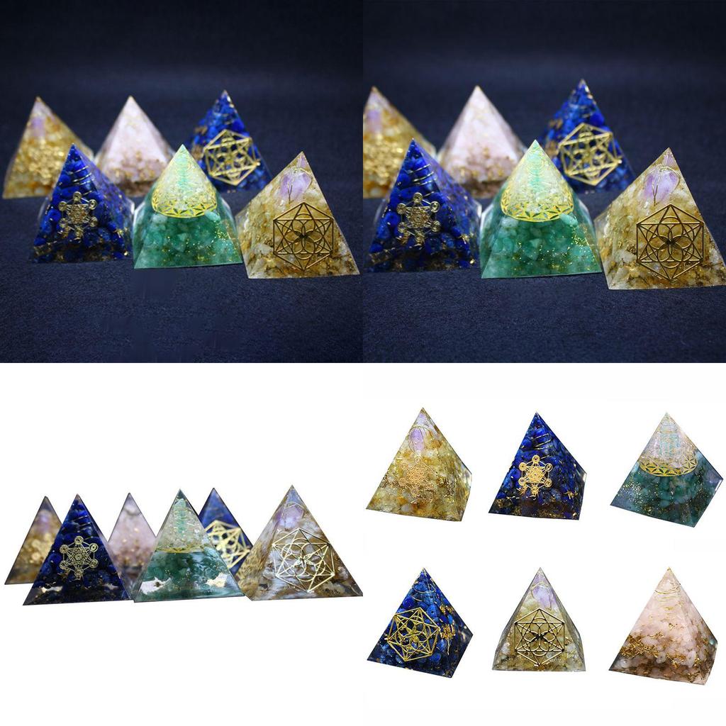 Stunning Orgonite Pyramid Featuring Vibrant Natural Crystal Macadam For Reiki Healing