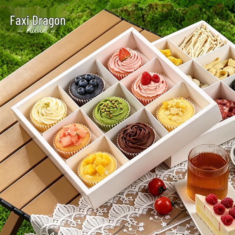 Faxilong Disposable 9-Compartment Kraft Lunch Box