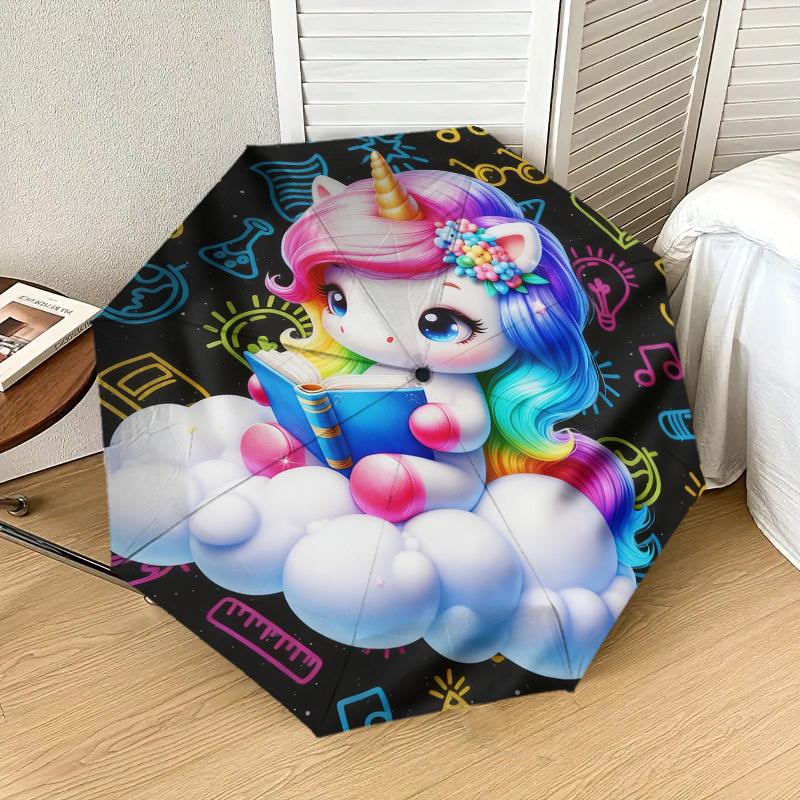 1pc Unicorn Cloud Pattern Umbrella Design Automatic Opening and Closing Umbrella, High-quality Travel Umbrella, c1128030