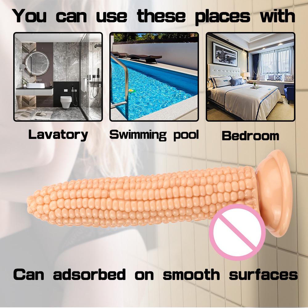 Transparent J87 Corn Cob Anal Plug with Strong Suction Cup and Irregular Egg Fruit Vegetable Design.