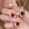 3pcsShining Luxury Elegant Fashion Simple Necklace Earrings Party Commemorative Jewelry Versatile and Exquisite Christmas Birthday Gift
