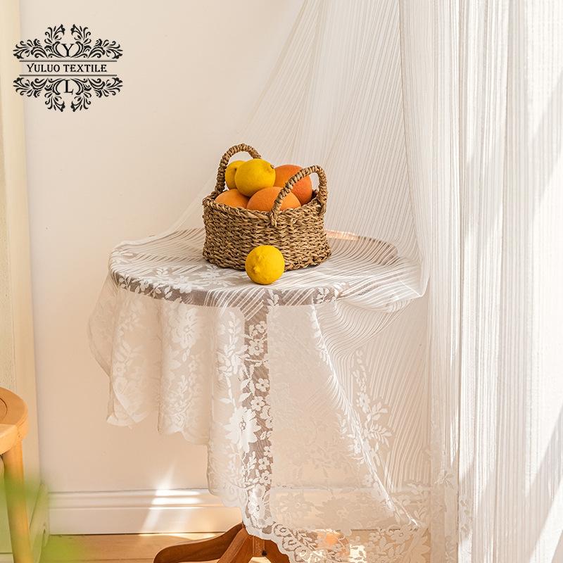 White Dream Tulle Curtain Finished French Style Pastoral Lace Curtain Bedroom Balcony Shading Decorative Window Gauze Fabric
