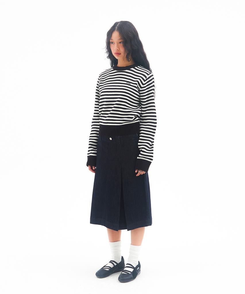 AMES-WORLDWIDE Basic Small Logo Stripe Knit Black