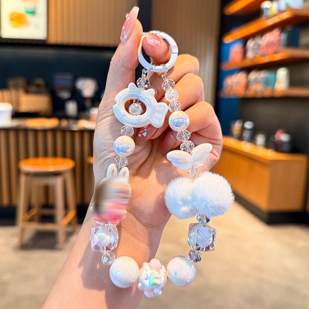 

Милий Зайчик Помпон Бісерний Телефонний Шарм Ремінець - Чарівний Мультяшний Аксесуар для Сумки