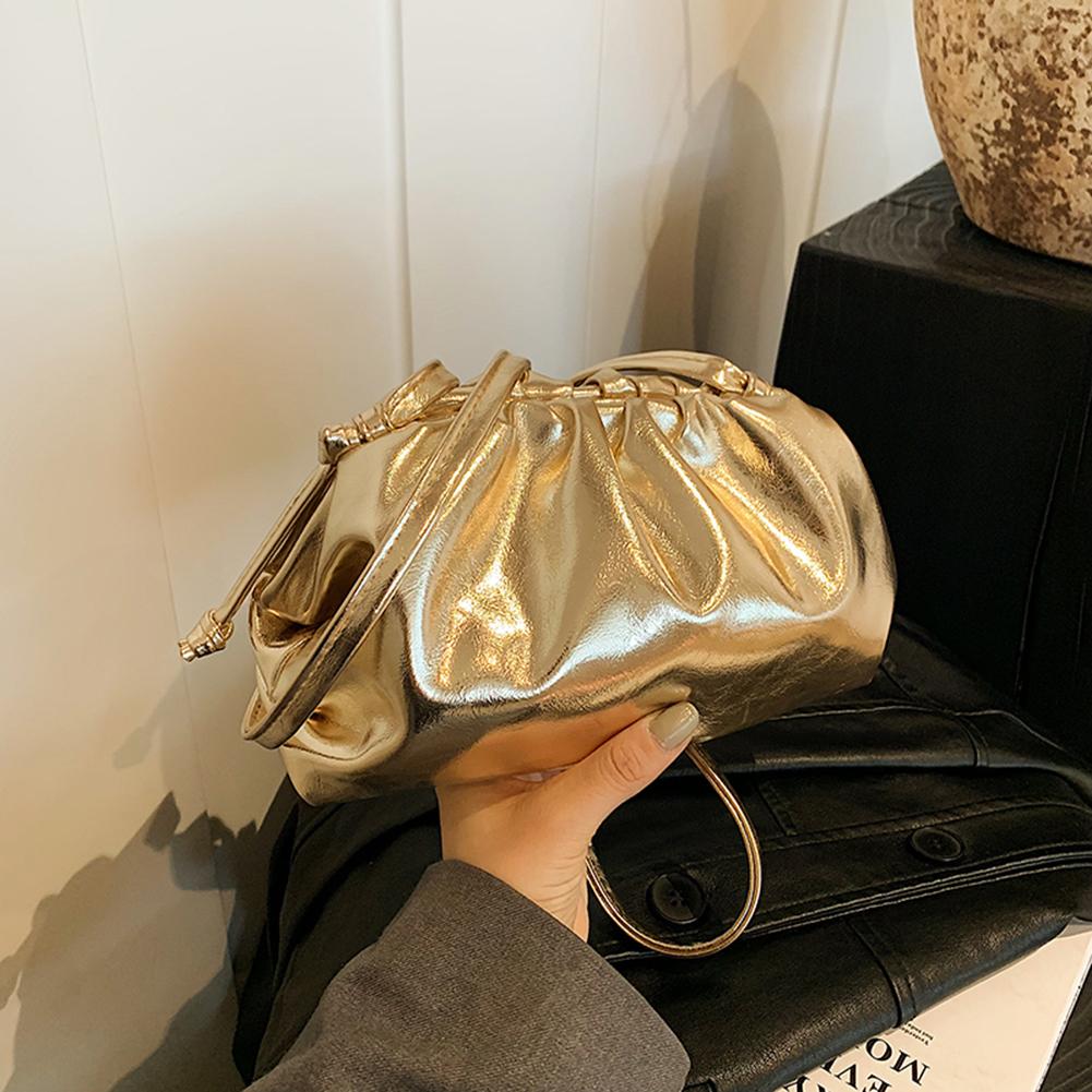 PU-Leder Plissierte Damen Knödeltasche Elegante Bankett Clutch Tasche Raffinierte Unifarbene Mode Abendtasche Damen Hochzeit Schicke Hobo Tasche