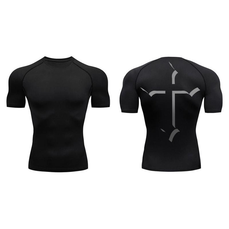 Cross Print Compression Shirt for Men Christian Sporty Quick Dry Tshirt Tees Tops Gym Workout Fitness Undershirts Baselayers