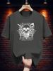 Graphic Print Short Sleeve T-shirt - Navy Blue Casual Summer Tee with Skull & Floral Design