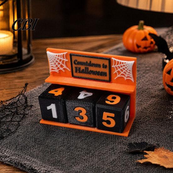 Gruseliges Feiertags-Countdown-Display Halloween-Kalenderblock, 3D-gedruckter Adventskalender, Tägliche Kaffeetisch-Mittelstück Countdown für Dekoration am Kaminsims,