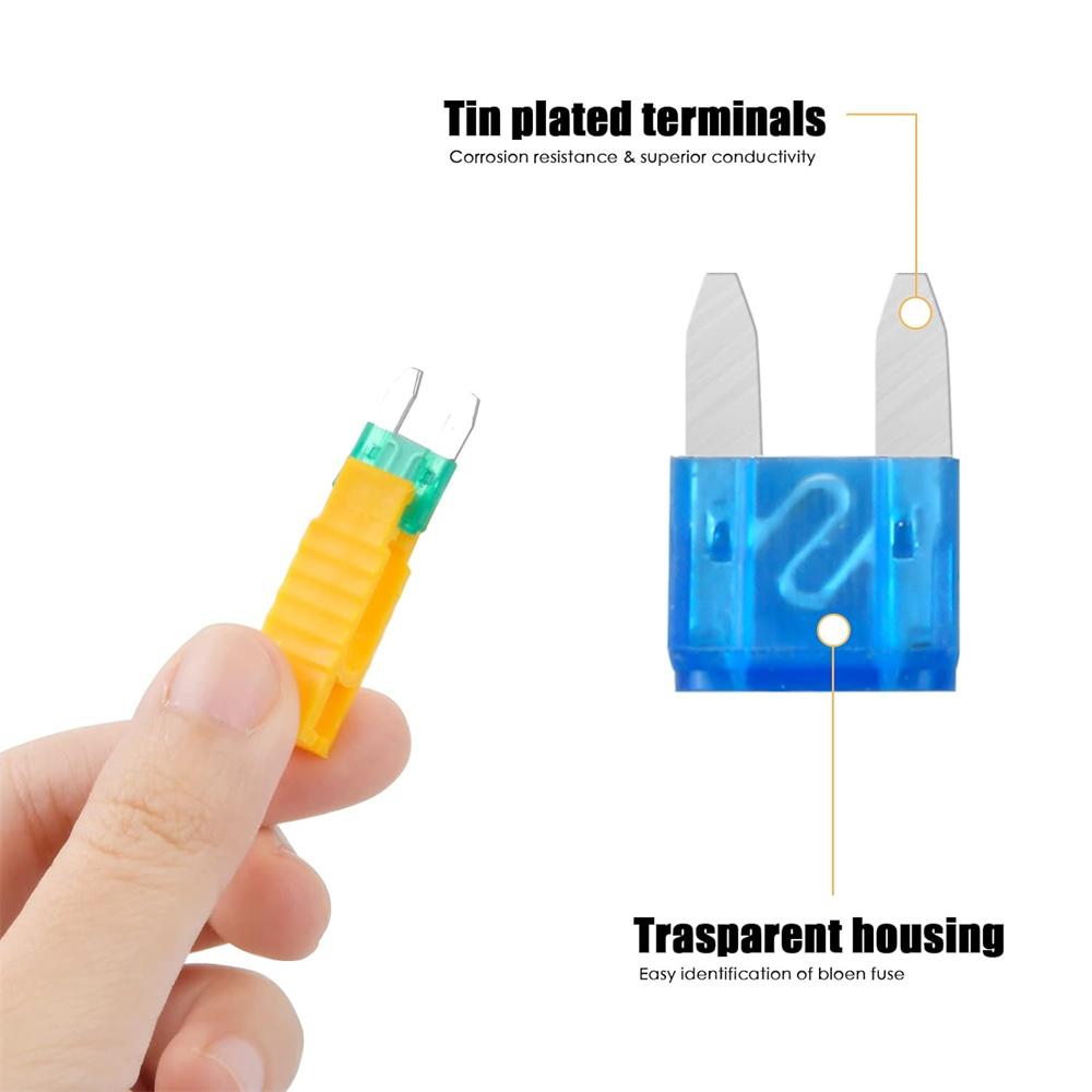 120 Pcs 2A 3A 5A 7.5A 10A 15A 20A 25A 30A 35A Mini Blade Fuse with Fuse Puller and Clear Storage Box for SUV Truck Boat Fuses4