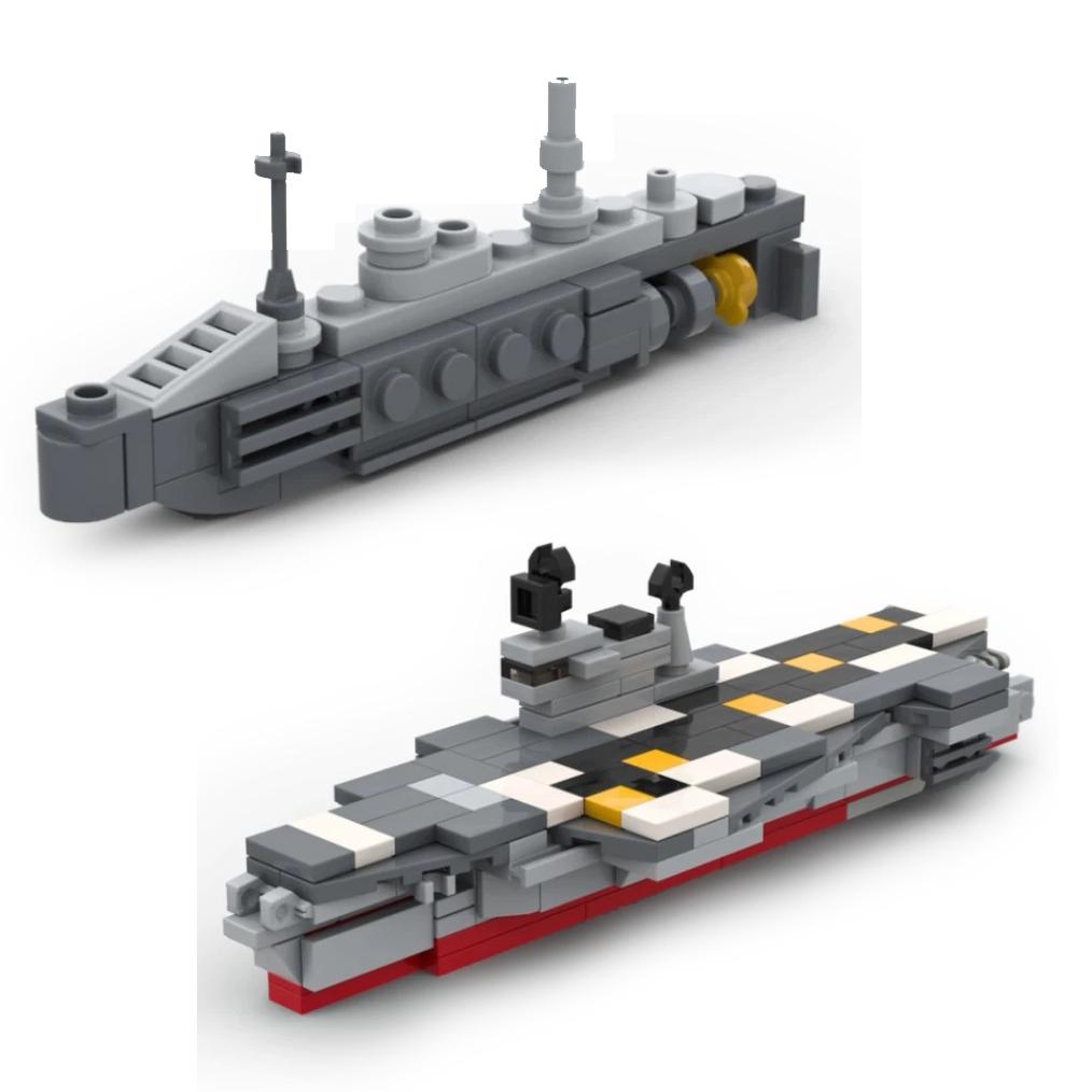 MOC Mini Warship Building Blocks Submarine Soldiers Carrier Ship Boat Bricks Toys Boys Gift
