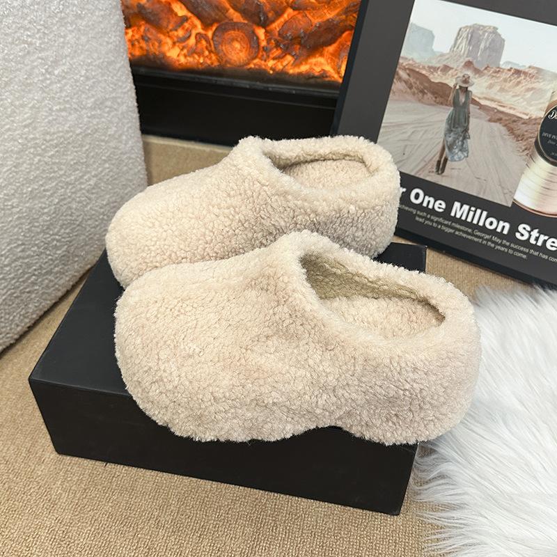 Women's Baotou lightweight and comfortable a footstirrup heightening winter warm cold padded non-slip wear-resistant leisure cotton slippers