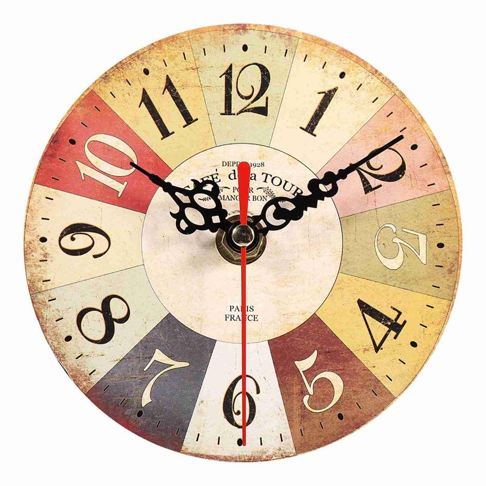 Battery Operated Wall Clock 12 Inch Wood Wall Clock Retro Decorative Wall Clock Bathroom