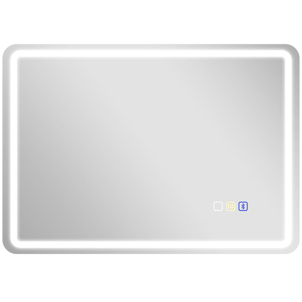 Bathroom Mirror with LED Lighting, Anti-Fog Pad, 3 Adjustable Colors, Silver