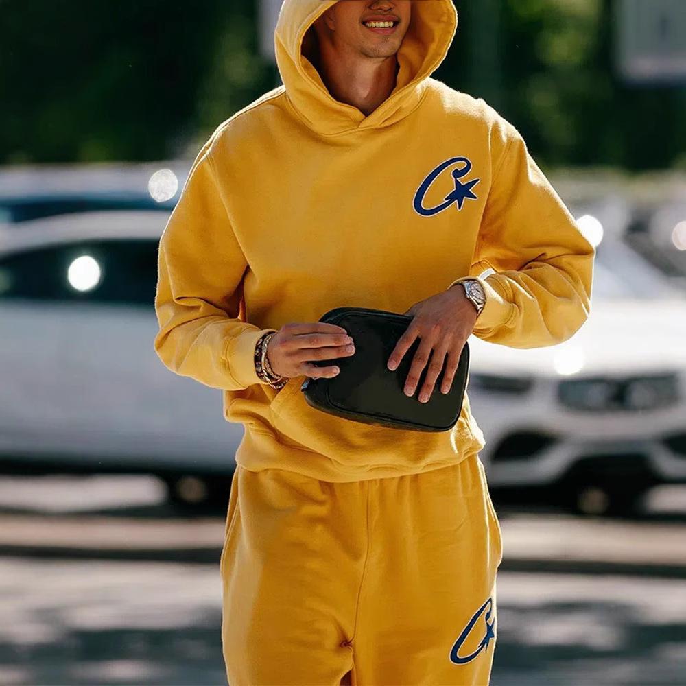 Trendy Corteiz Devil's Island Hoodie Street Hip Hop Sports Pants Casual Versatile Set