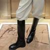 Krazing Pot Kuskinn Skinn Høst Vinter Sko Med hæler Stor størrelse 46 Rytterstøvler Kvinner Holder Varm Lår Høye Støvler