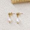 French Romantic 18k Gold-Plated Pearl Earrings - Elegant and Versatile Stainless Steel Design for Women