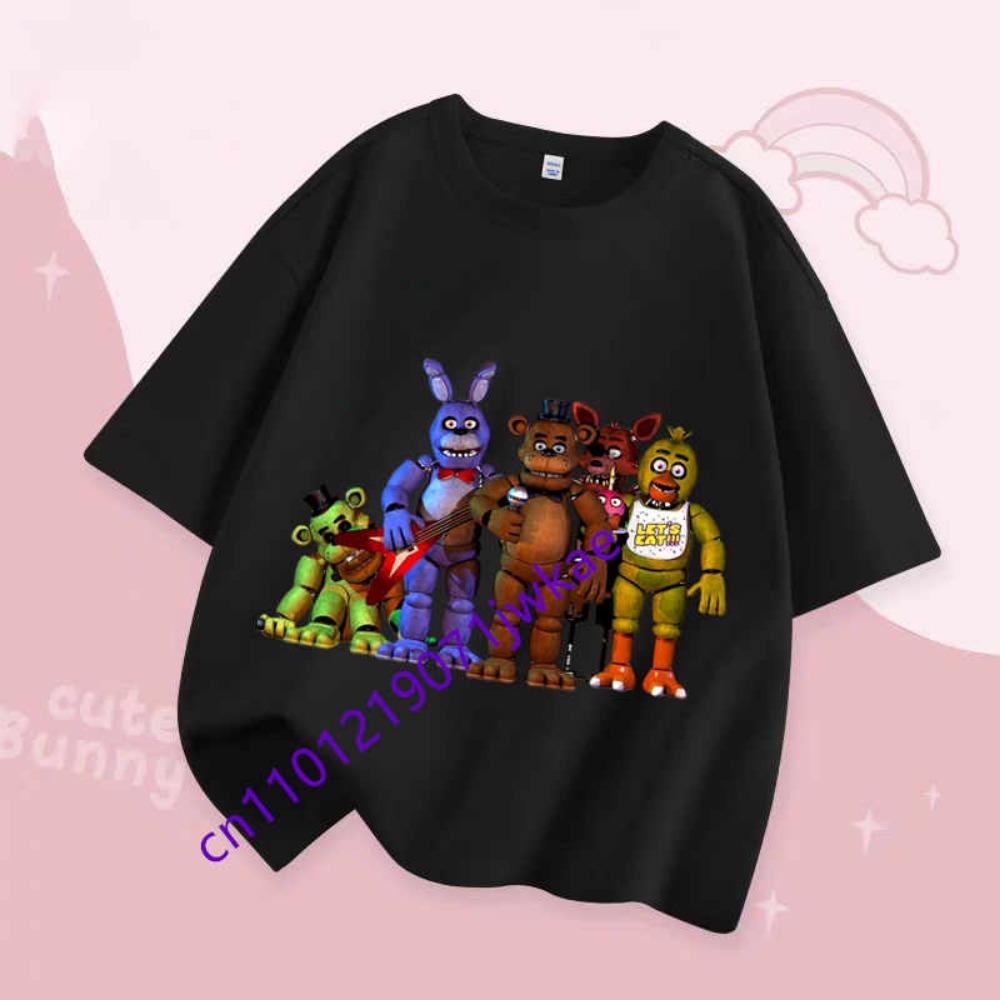 Jungen Mädchen Sommer Mode T-Shirt Kinder Kleidung FNAF Atmungsaktivität T-Shirts Kinder Five Nights At Freddy Niedriges Kurzarm Top