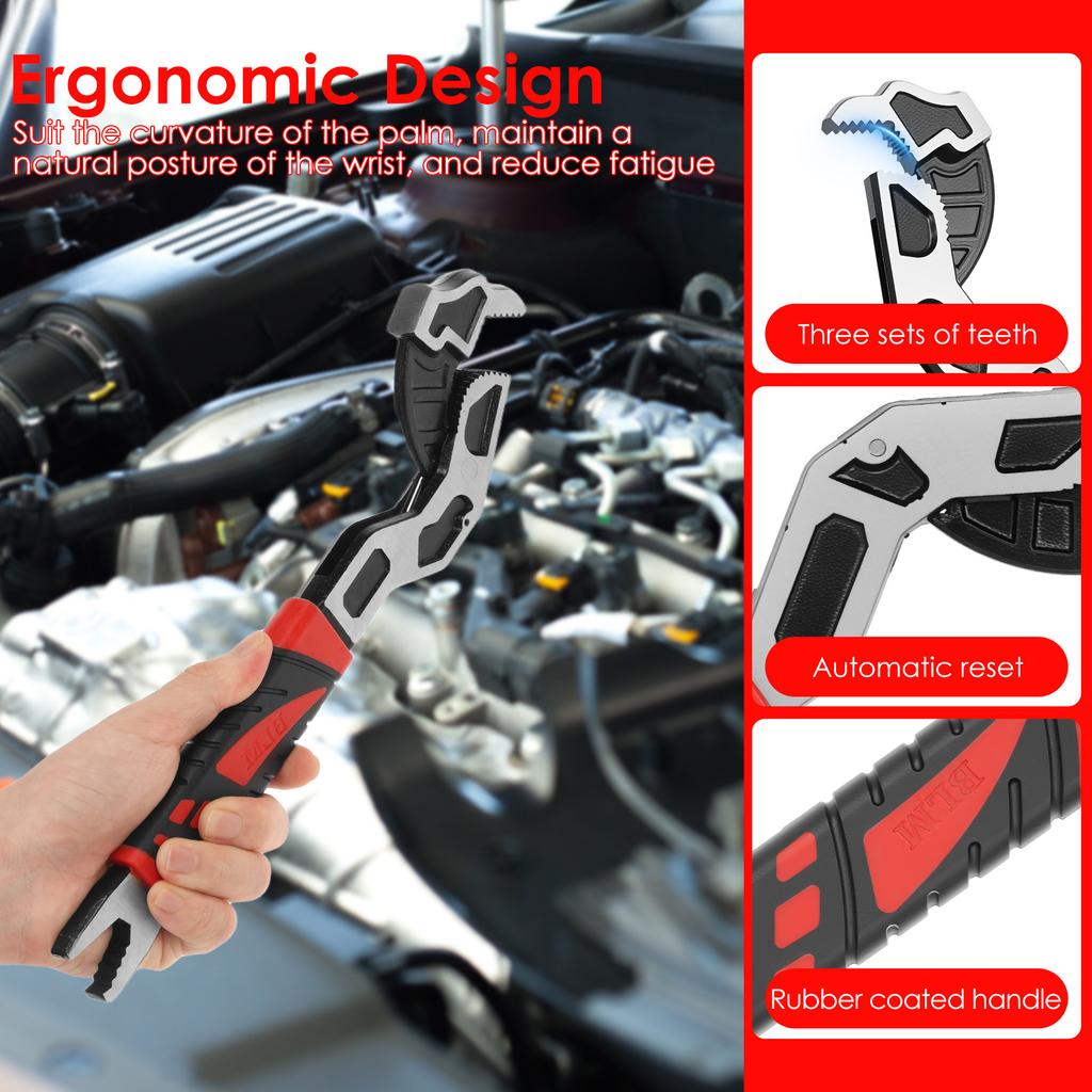 2 Pcs Self Locking Wrench 8inch/12inch Carbon Steel Self Locking Wrenches Adjustable Spanner Set for Car Bicycle Mechanic Repair