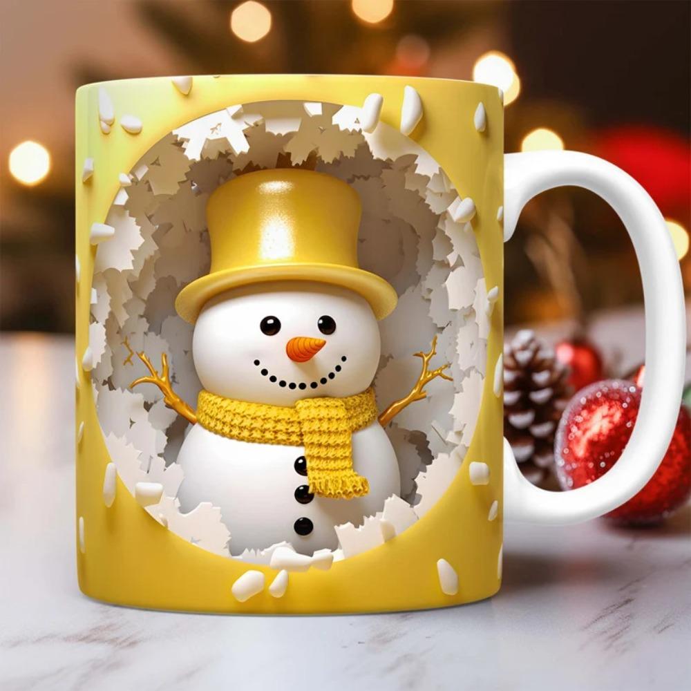 Ceramic coffee mug tea cup snowman christmas hat cup 301-400ml