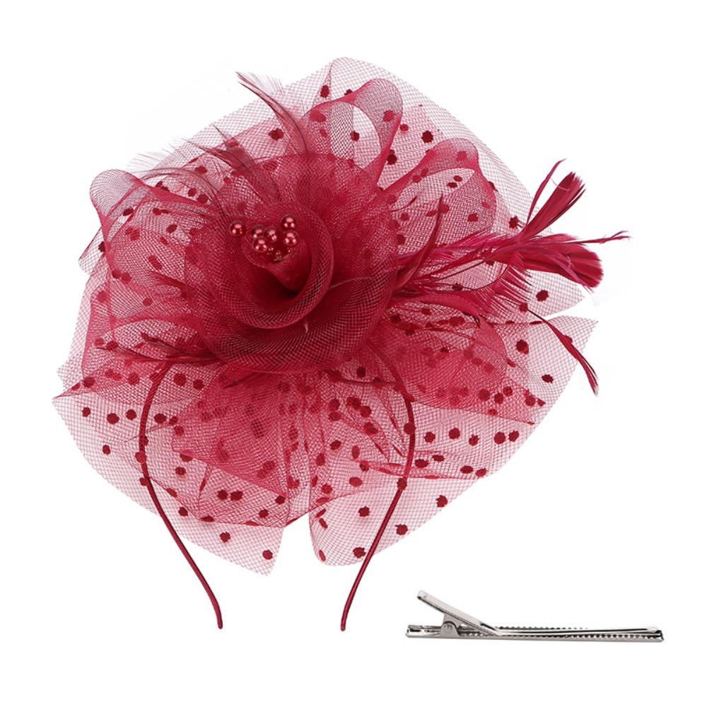 Elegant Tea Party Mesh Hair Band Exquisite Bride Headdress Feathers Fascinator Hat  Dance Show