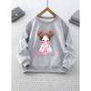 Girl's Crew Neck Sweatshirt with Cartoon Girl Print, Long Sleeve Top, Suitable for Outdoor Wear and Weekend Outings
